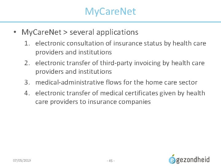 My. Care. Net • My. Care. Net > several applications 1. electronic consultation of