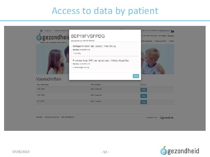 Access to data by patient 07/05/2019 - 52 - 