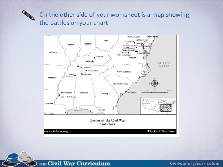 On the other side of your worksheet is a map showing the battles on