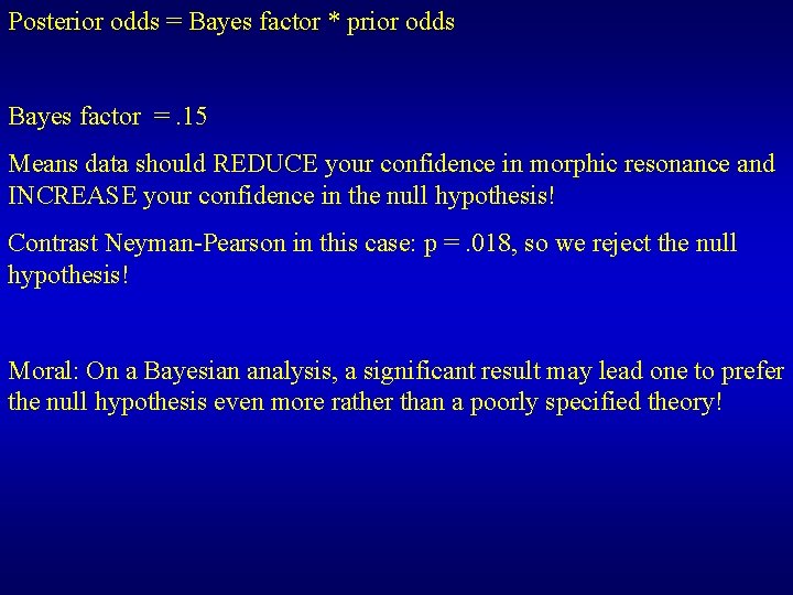 Posterior odds = Bayes factor * prior odds Bayes factor =. 15 Means data