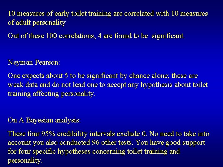 10 measures of early toilet training are correlated with 10 measures of adult personality