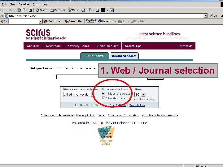 1. Web / Journal selection 