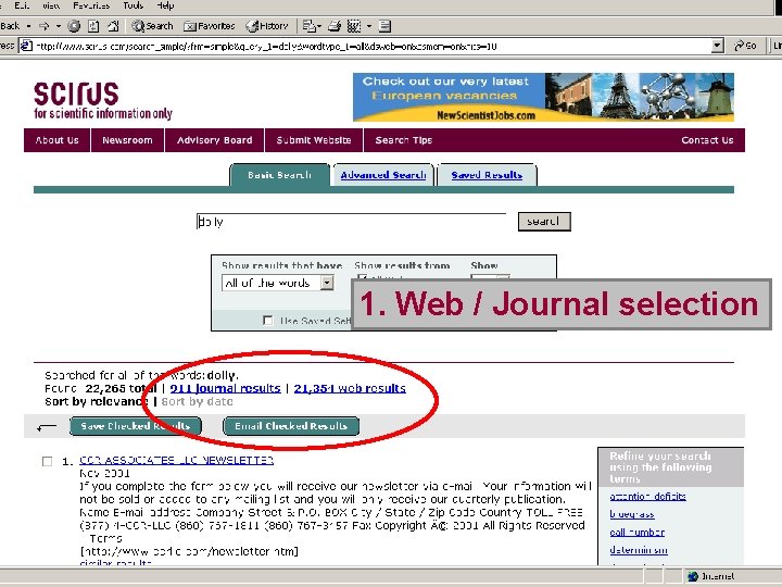 1. Web / Journal selection 