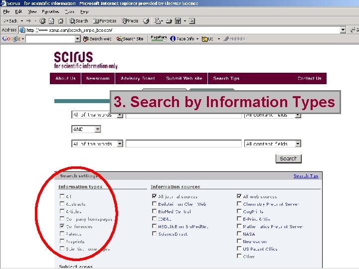 3. Search by Information Types 