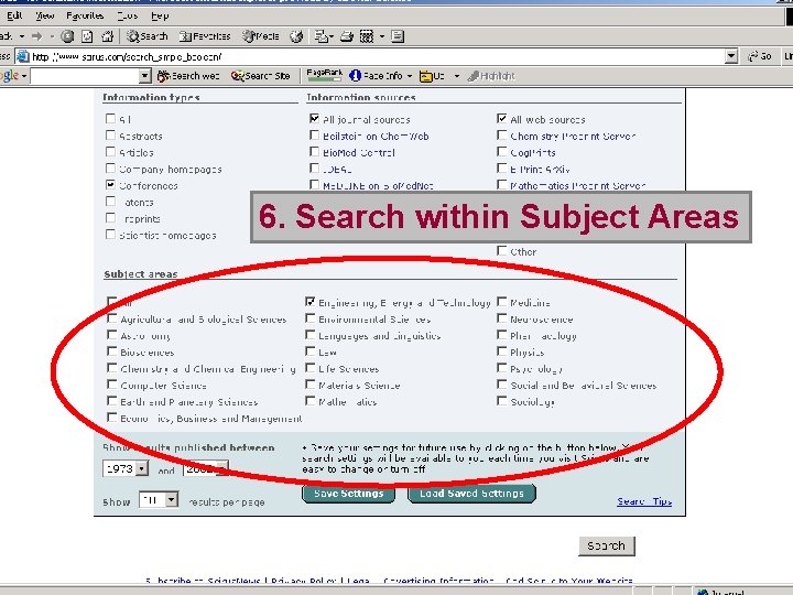 6. Search within Subject Areas 