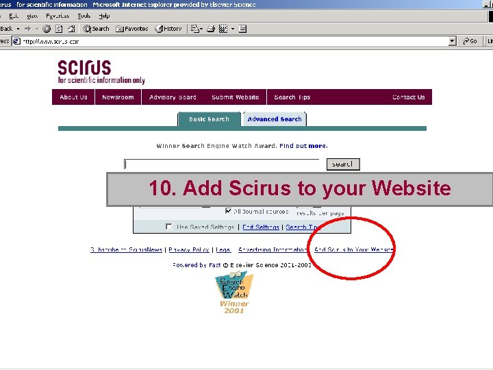 10. Add Scirus to your Website 