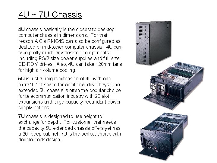 4 U ~ 7 U Chassis 4 U chassis basically is the closest to