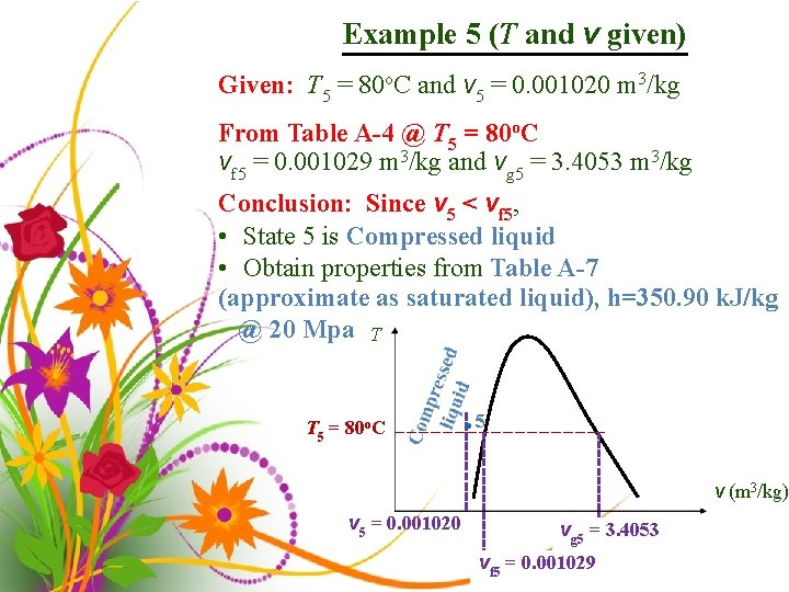 Example 5 (T and v given) Given: T 5 = 80 o. C and