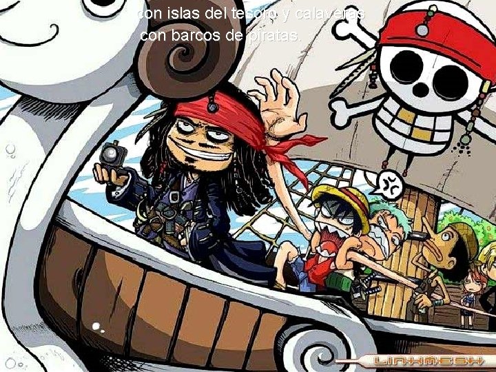 con islas del tesoro y calaveras con barcos de piratas. 