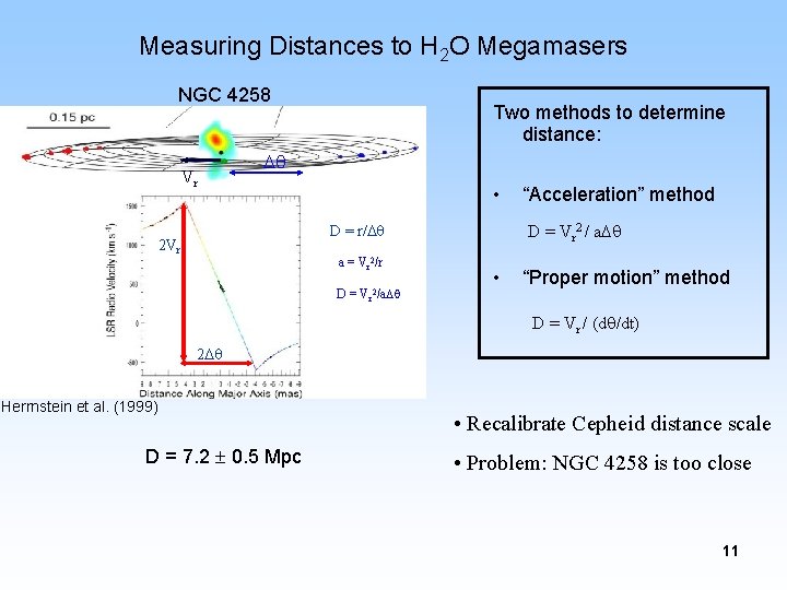 Measuring Distances to H 2 O Megamasers NGC 4258 Vr Two methods to determine