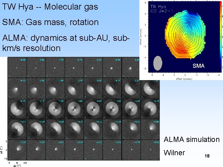 TW Hya -- Molecular gas SMA: Gas mass, rotation ALMA: dynamics at sub-AU, subkm/s TW Hya -- Molecular gas SMA: Gas mass, rotation ALMA: dynamics at sub-AU, subkm/s