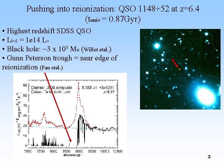 Pushing into reionization: QSO 1148+52 at z=6. 4 (tuniv = 0. 87 Gyr) •