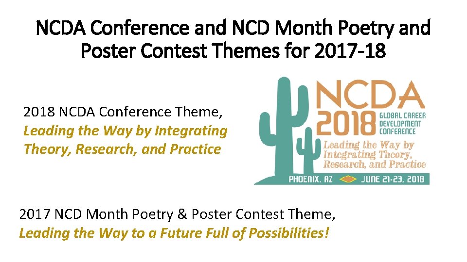NCDA Conference and NCD Month Poetry and Poster Contest Themes for 2017 -18 2018