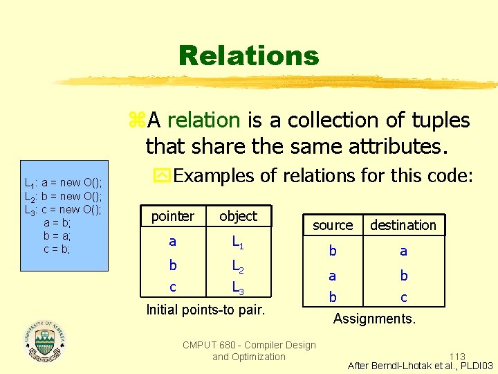 Relations z. A relation is a collection of tuples that share the same attributes.