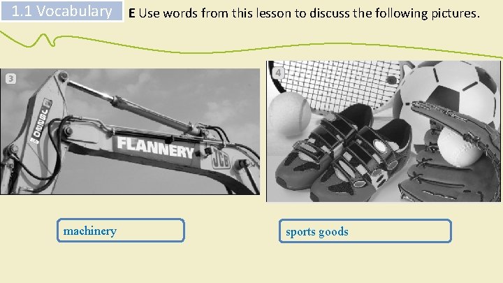 1. 1 Vocabulary E Use words from this lesson to discuss the following pictures.