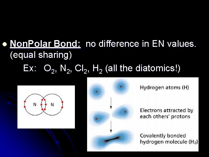 l Non. Polar Bond: no difference in EN values. (equal sharing) Ex: O 2,