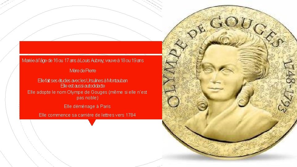 Mariée à l’âge de 16 ou 17 ans à Louis Aubrey; veuve à 18