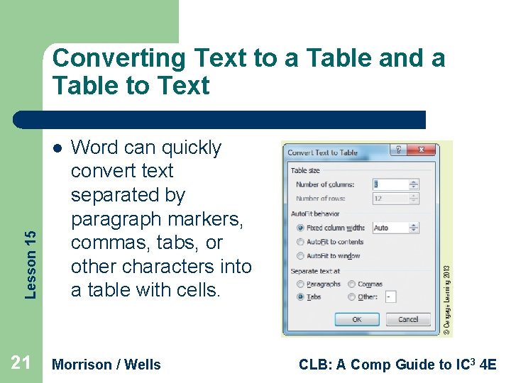 Converting Text to a Table and a Table to Text Lesson 15 l 21