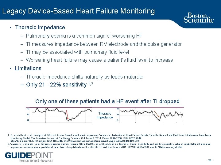 Legacy Device Based Heart Failure Monitoring • Thoracic Impedance – Pulmonary edema is a