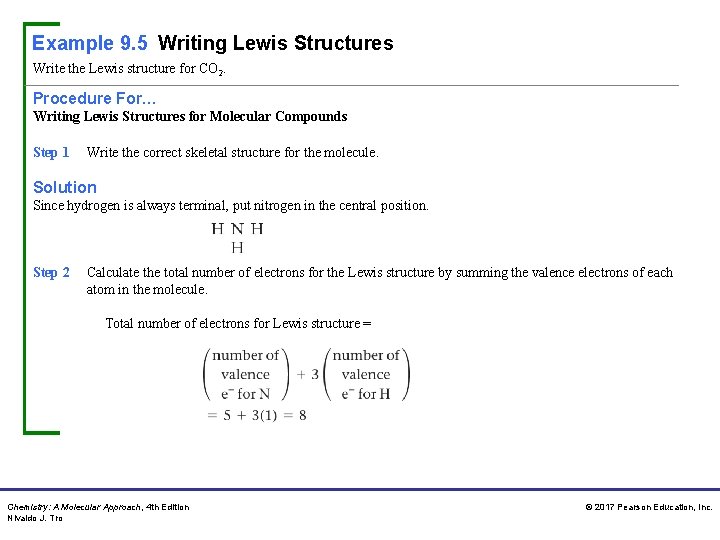 Example 9. 5 Writing Lewis Structures Write the Lewis structure for CO 2. Procedure