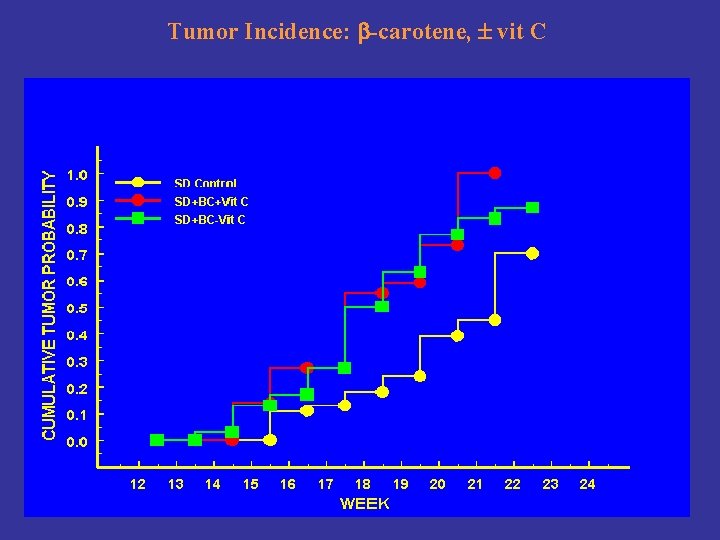 Tumor Incidence: -carotene, vit C 