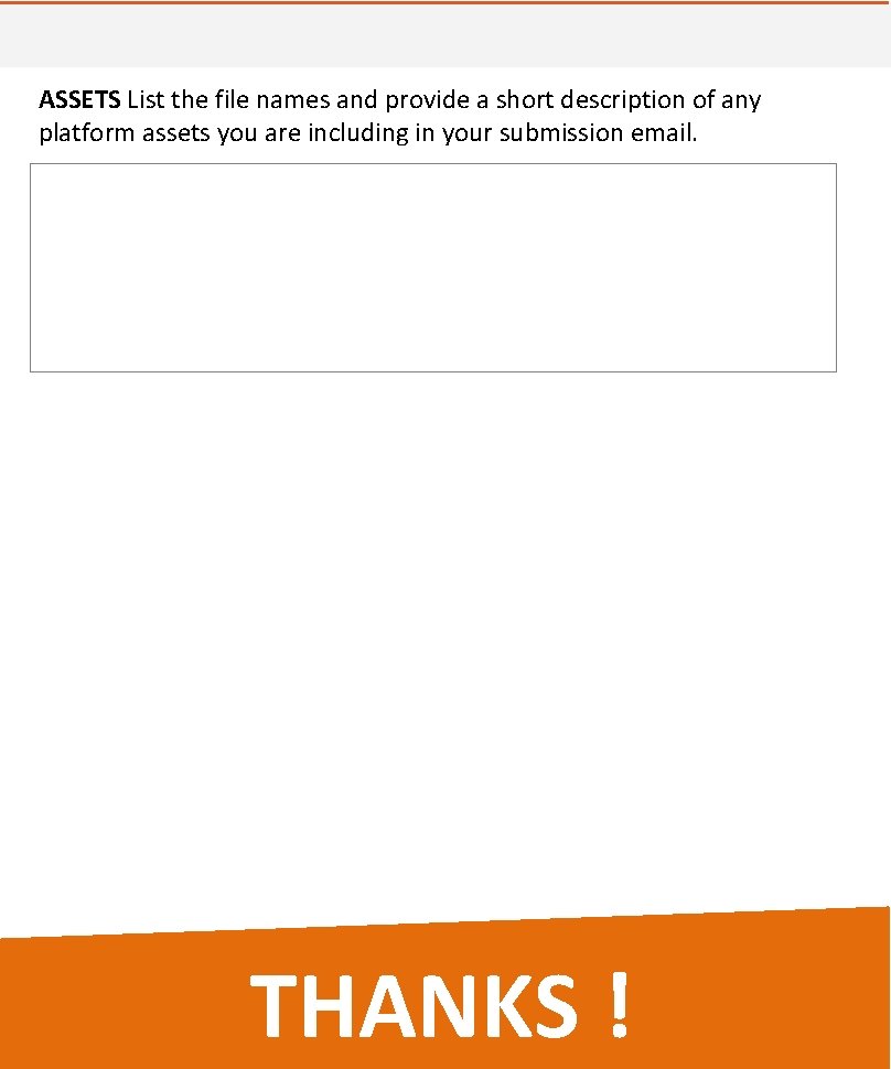 ASSETS List the file names and provide a short description of any platform assets