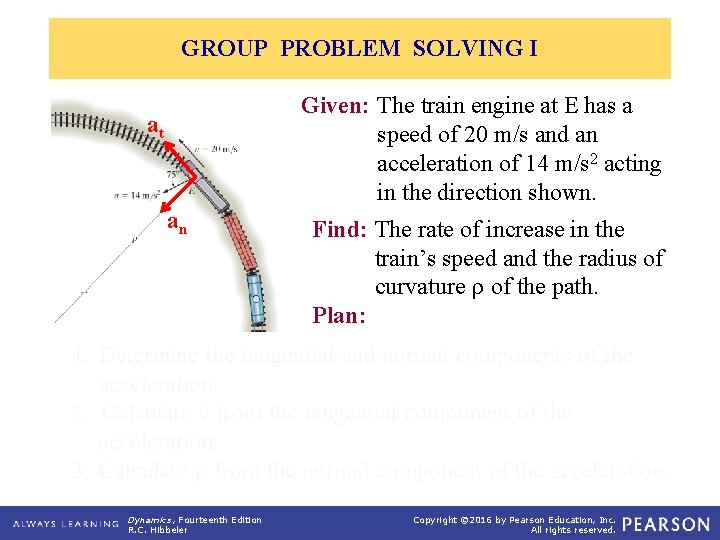 GROUP PROBLEM SOLVING I Given: The train engine at E has a speed of
