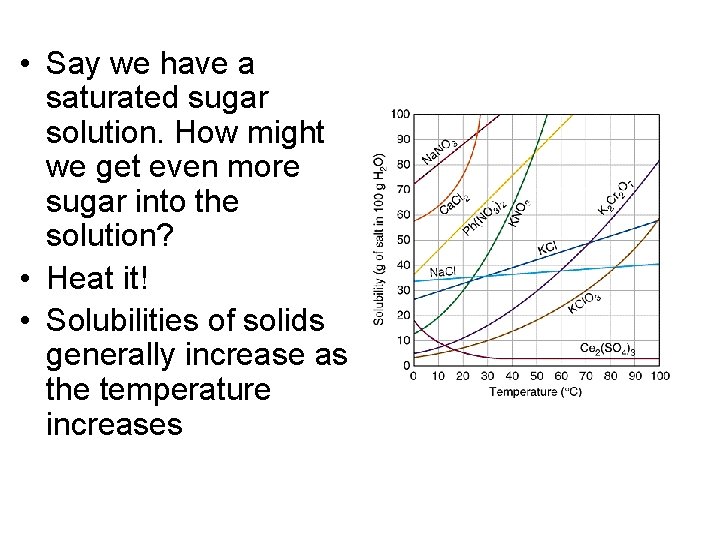  • Say we have a saturated sugar solution. How might we get even