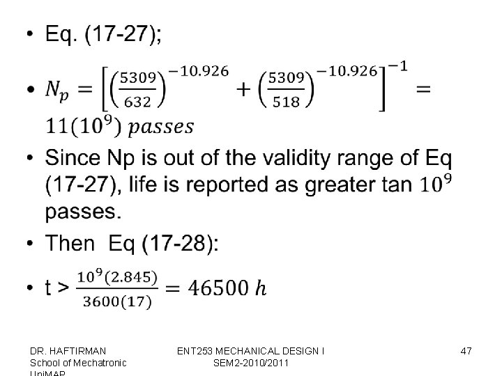  • DR. HAFTIRMAN School of Mechatronic ENT 253 MECHANICAL DESIGN I SEM 2