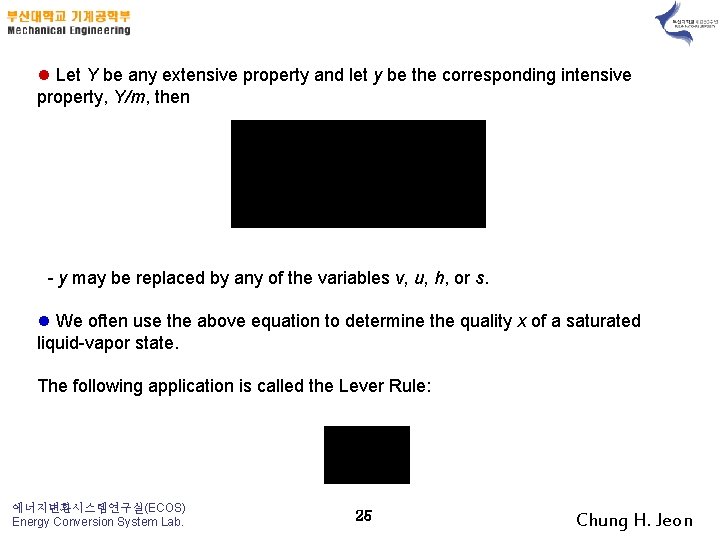 l Let Y be any extensive property and let y be the corresponding intensive