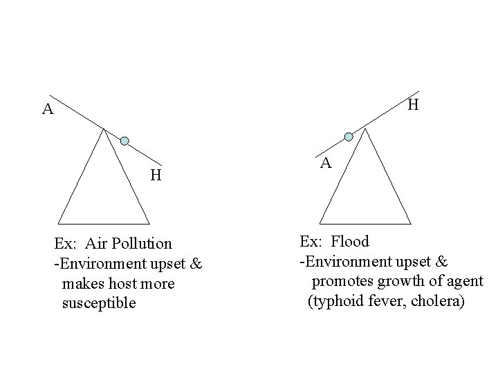H A H Ex: Air Pollution -Environment upset & makes host more susceptible A