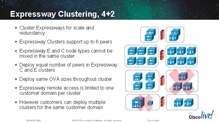 Expressway Clustering, 4+2 § Cluster Expressways for scale and redundancy § Expressway Clusters support