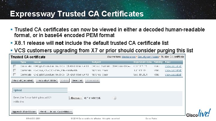 Expressway Trusted CA Certificates § Trusted CA certificates can now be viewed in either
