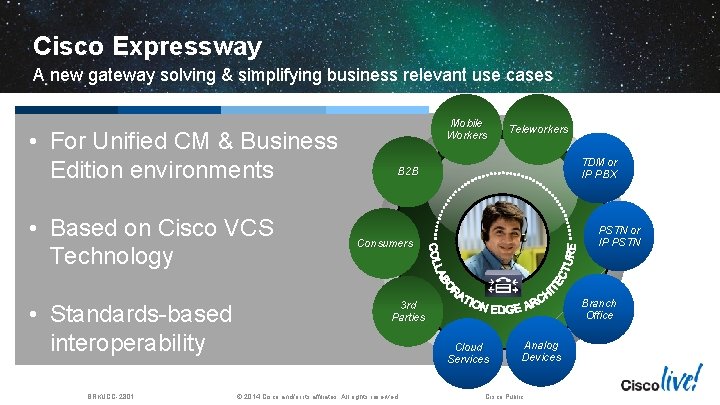 Cisco Expressway A new gateway solving & simplifying business relevant use cases • For