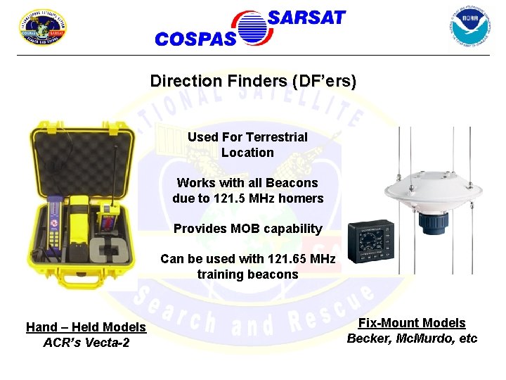 Direction Finders (DF’ers) Used For Terrestrial Location Works with all Beacons due to 121.