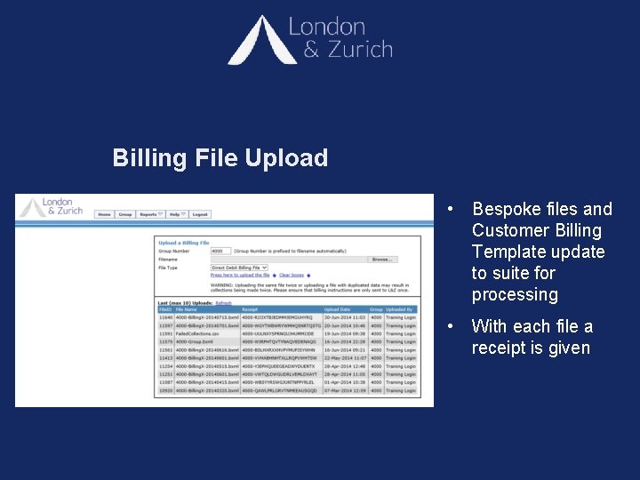 Billing File Upload • Bespoke files and Customer Billing Template update to suite for