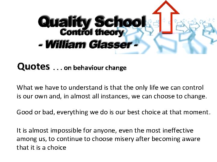 Quotes. . . on behaviour change What we have to understand is that the