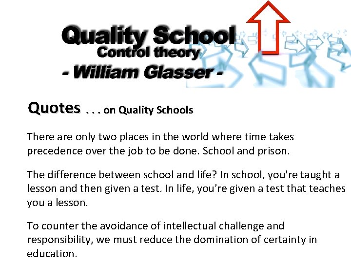 Quotes. . . on Quality Schools There are only two places in the world