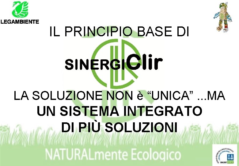 IL PRINCIPIO BASE DI LA SOLUZIONE NON è “UNICA”. . . MA UN SISTEMA