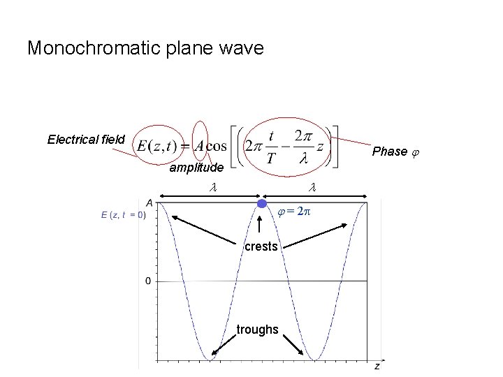 Monochromatic plane wave Electrical field Phase j amplitude l l j = 2 p