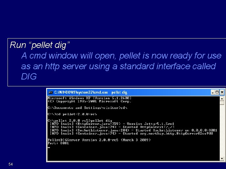 Running Pellet Run “pellet dig” A cmd window will open, pellet is now ready