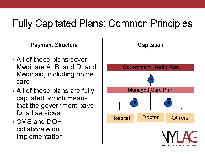 Fully Capitated Plans: Common Principles Payment Structure Capitation • All of these plans cover
