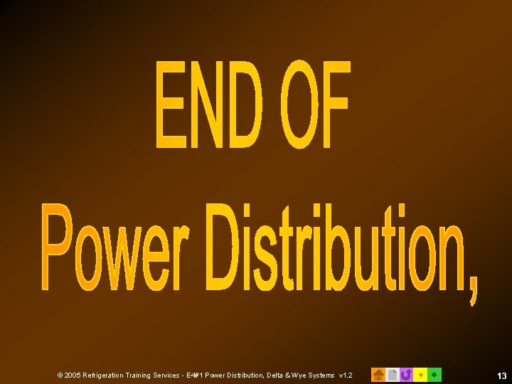 © 2005 Refrigeration Training Services - E 4#1 Power Distribution, Delta & Wye Systems