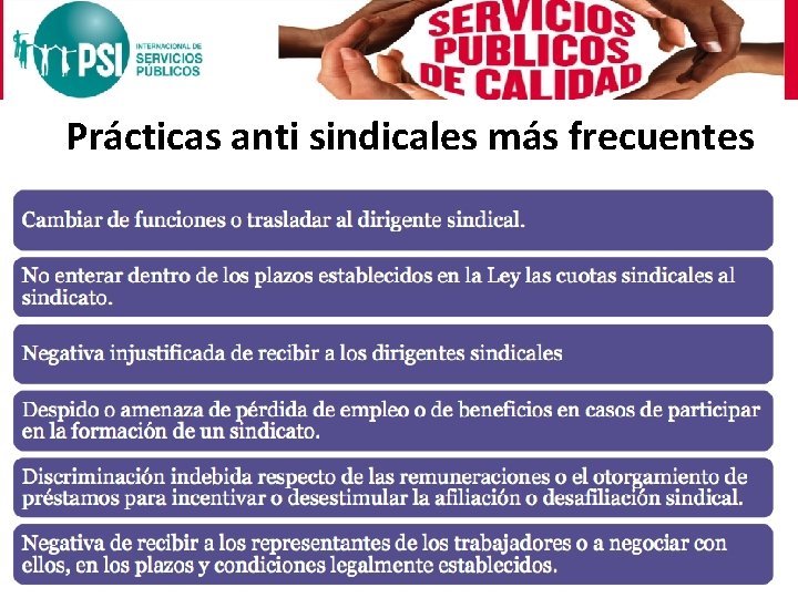 Prácticas anti sindicales más frecuentes 