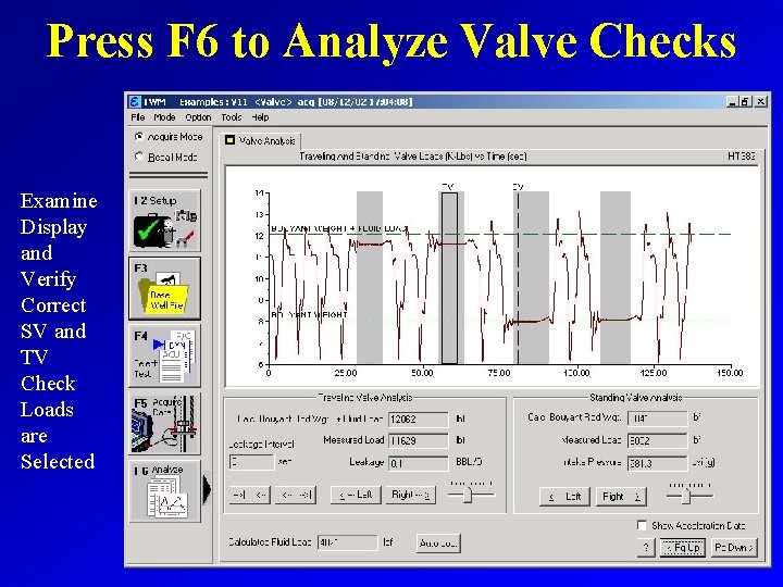 Press F 6 to Analyze Valve Checks Examine Display and Verify Correct SV and