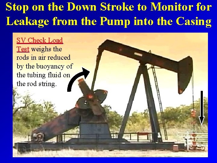 Stop on the Down Stroke to Monitor for Leakage from the Pump into the