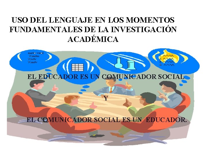 USO DEL LENGUAJE EN LOS MOMENTOS FUNDAMENTALES DE LA INVESTIGACIÓN ACADÉMICA EL EDUCADOR ES