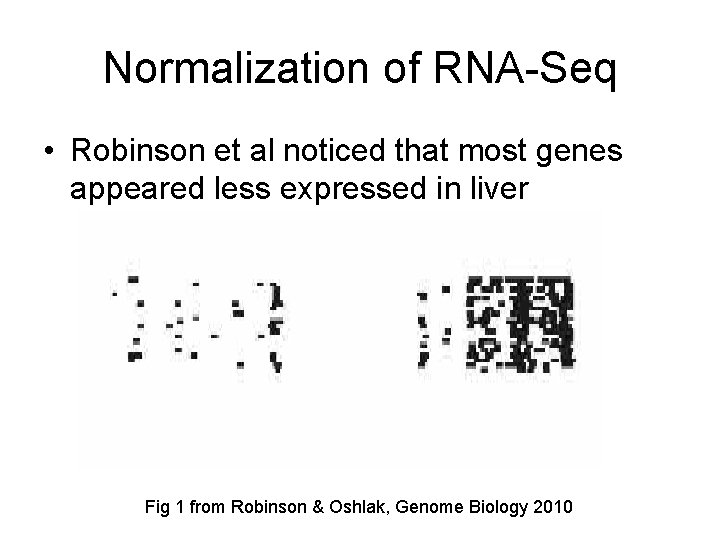 Normalization of RNA-Seq • Robinson et al noticed that most genes appeared less expressed