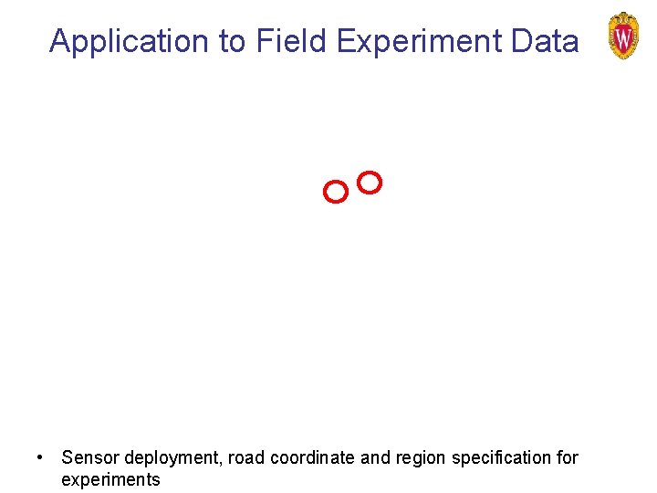 Application to Field Experiment Data • Sensor deployment, road coordinate and region specification for