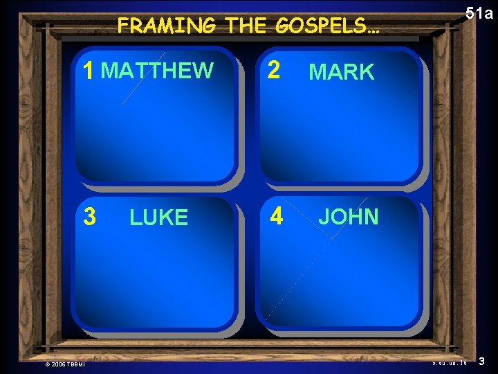 The New Testament FRAMING THE Comes Together GOSPELS… 1 MATTHEW 2 MARK 3 4